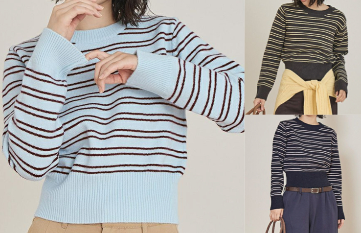 miette（ミエット）サックスブルーのボーダーニット