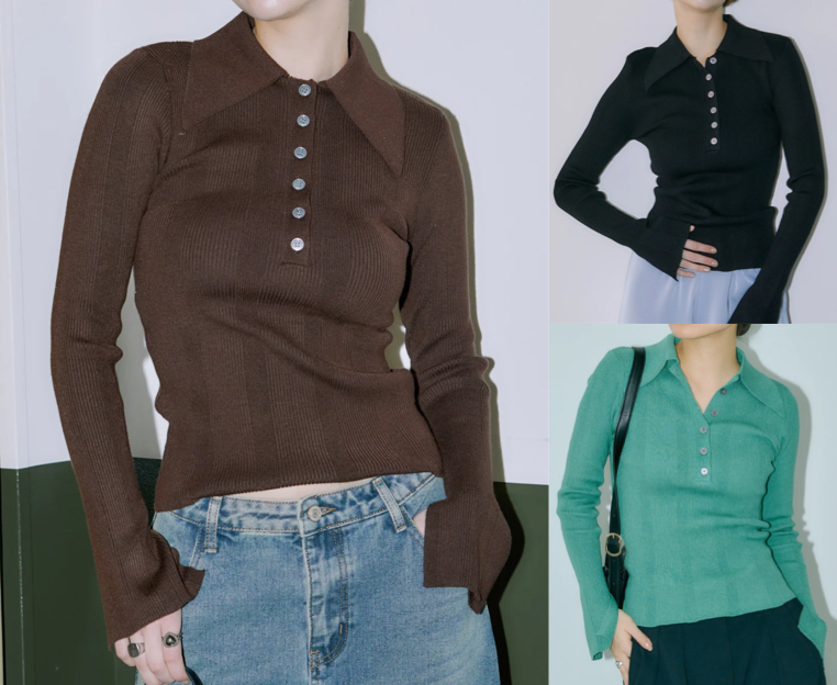 LIENCOEUR（リアンクール）ブラウンのビッグカラーニット