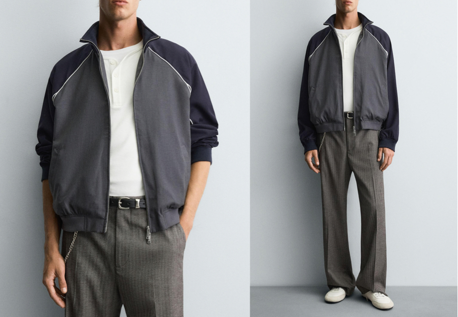 zara.ブラック×グレーのブルゾン