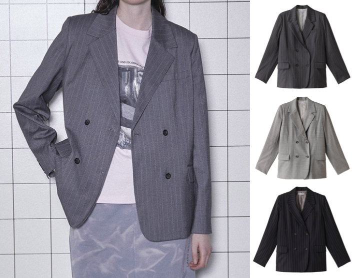 MAISON SPECIAL（メゾンスペシャル）グレーのストライプ柄ジャケット