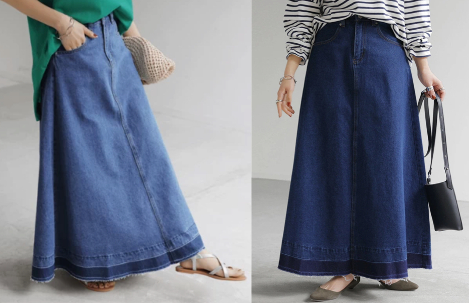 HUG.U(ハグユー)ブルーのデニムロングスカート