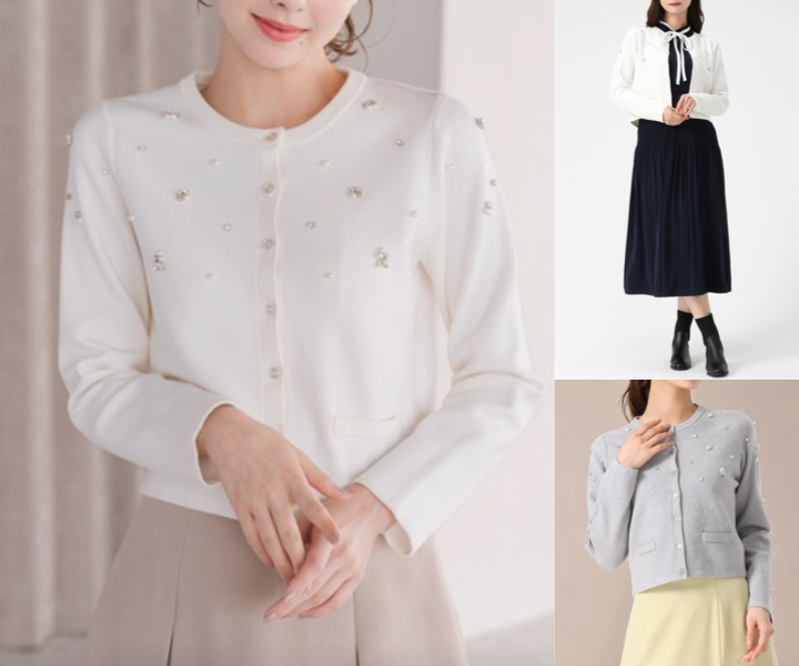 MISCH MASCHホワイトのビジューカーディガン