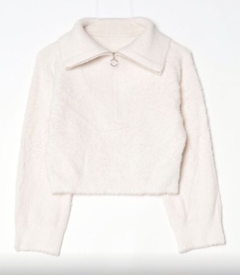 MERCURYDUOホワイトのシャギージップニット