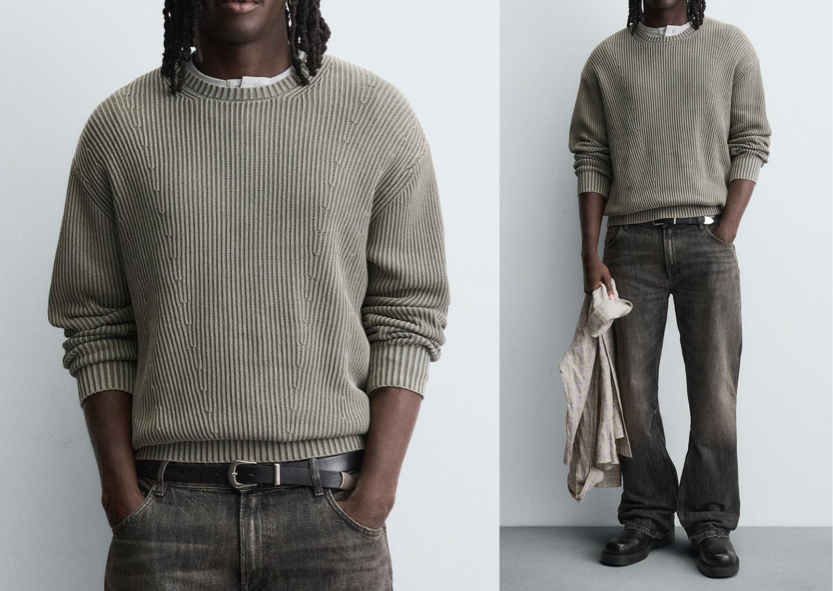 ZARA(ザラ)グレーのリブニット