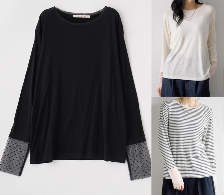 Stola.(ストラ)ブラックのレイヤードロンT