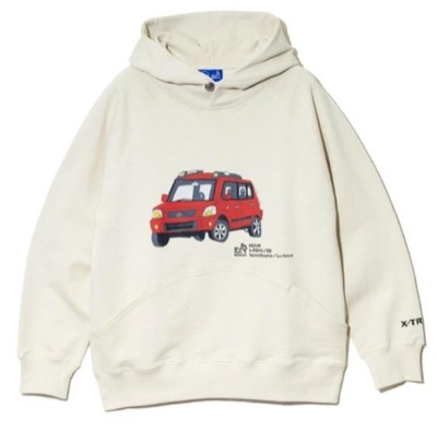 NISSAN×go slow caravan（日産xゴースローキャラバン）ホワイトのプリントパーカー