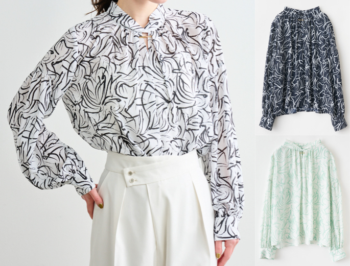 LOUNIE(ルーニィ)ホワイトのプリントブラウス