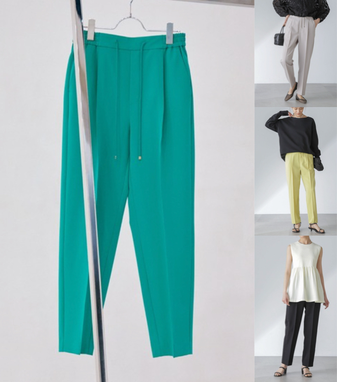 NANO universeグリーンのテーパードパンツ