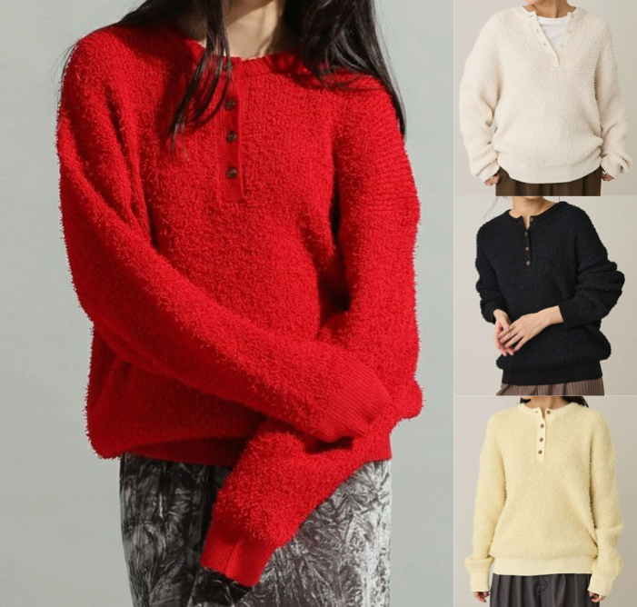 CRAFT STANDARD BOUTIQUE(クラフトスタンダードブティック)赤いヘンリーネックニット