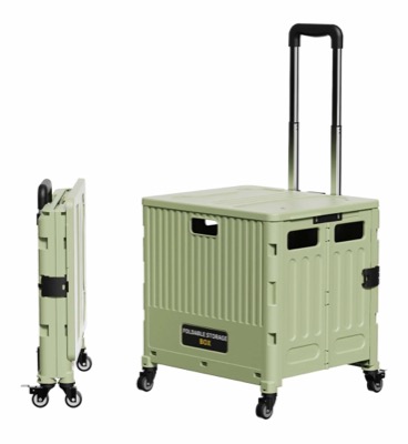 YK YUKOライトグリーンの折りたたみキャリーカート