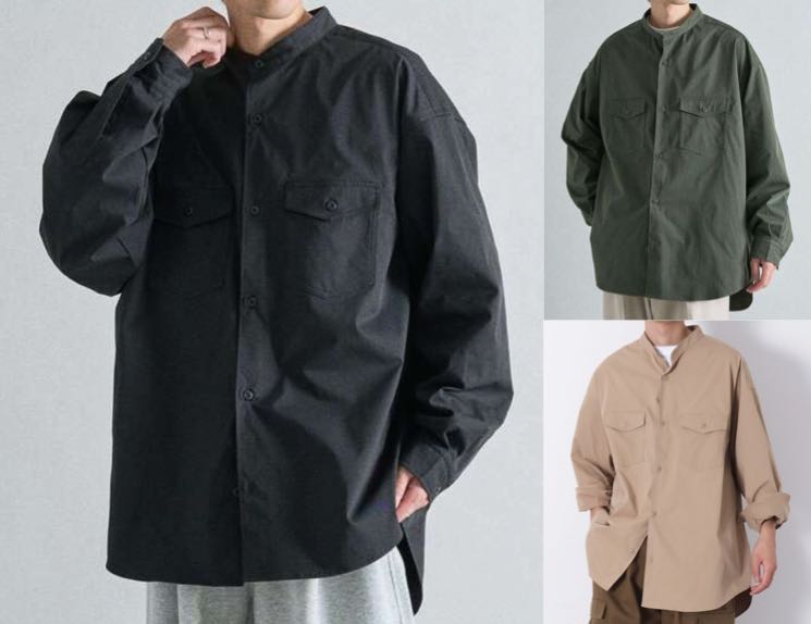 CRAFT STANDARD BOUTIQUE(クラフトスタンダードブティック)ブラックのバンドカラーシャツ