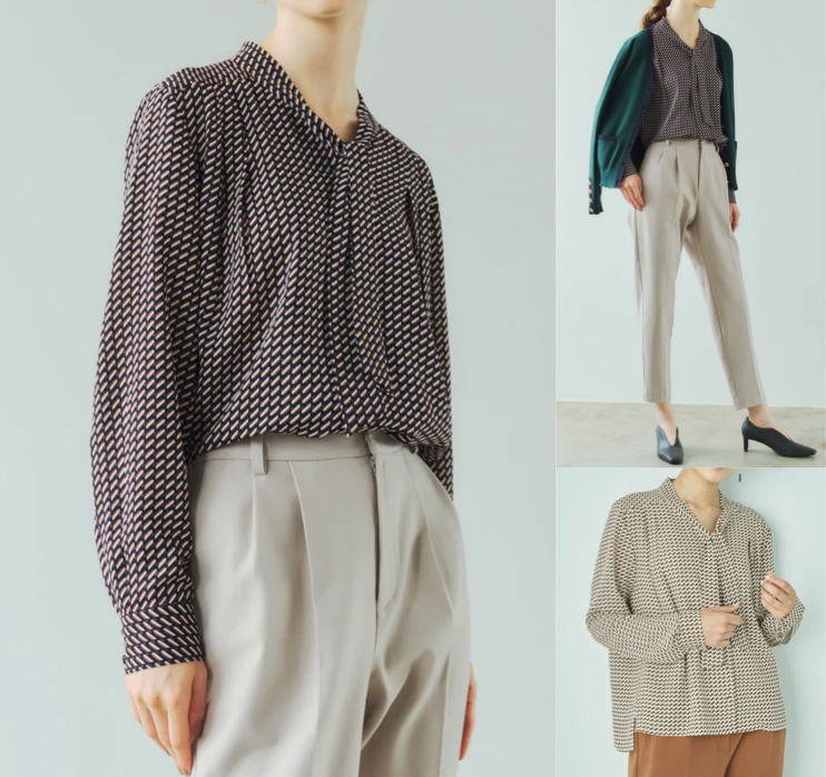 YECCA VECCA（イェッカ ヴェッカ）プリント柄ボウタイブラウス