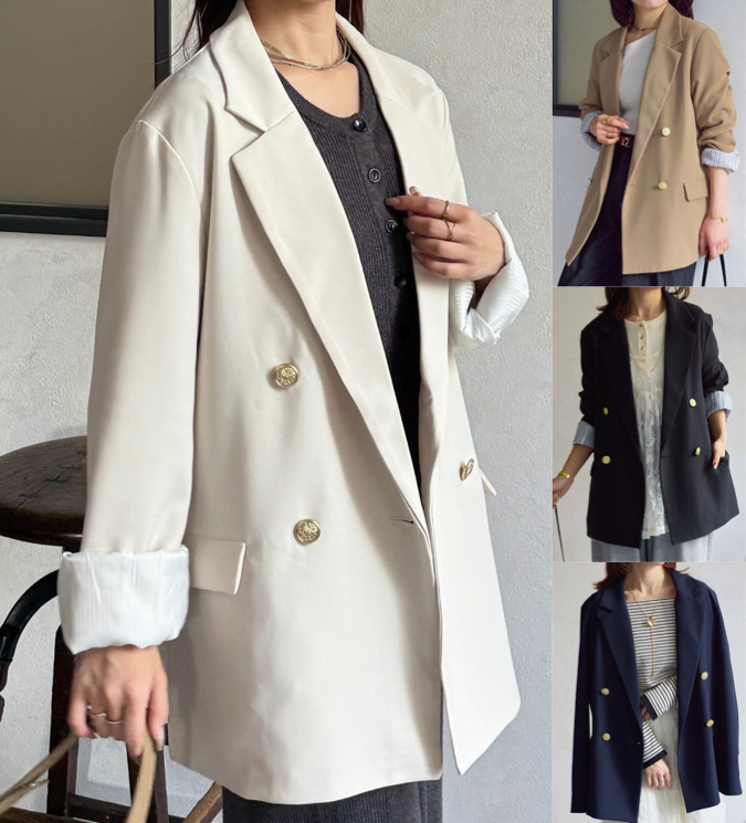 Thevon.(ゼヴォン)ホワイトのゴールドボタンジャケット