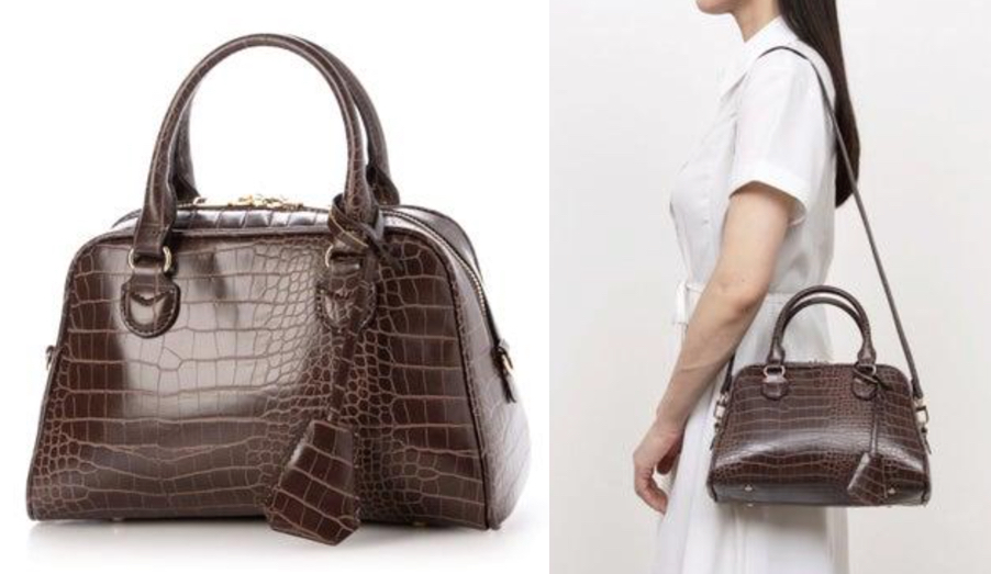 cache cacheダークブラウンのレザーバッグ