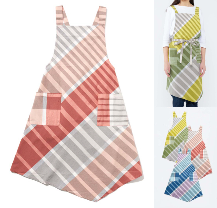 NAIGAI（ナイガイ）赤いグラデーションストライプのエプロン