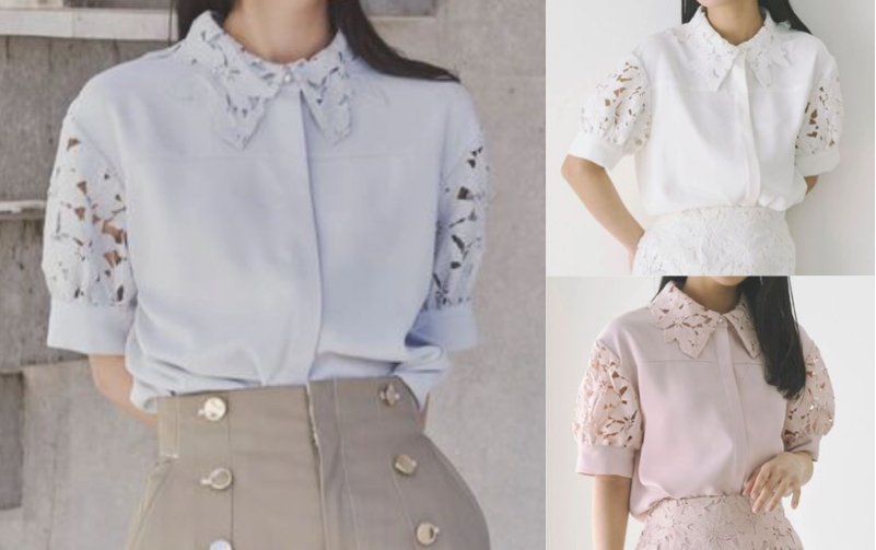 TONAL（トーナル）ライトブルーのレースブラウス