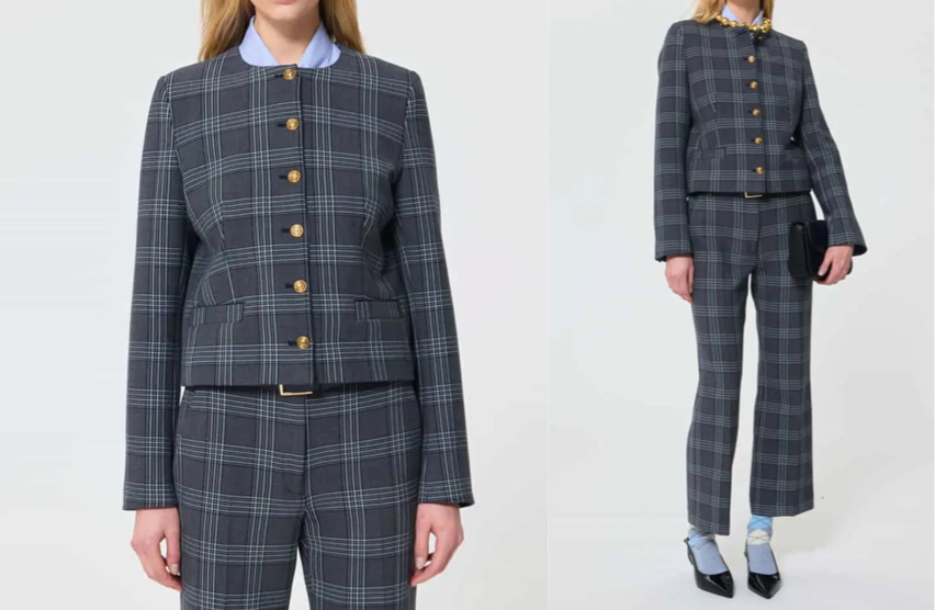 TARA JARMONグレーのチェック柄ジャケット