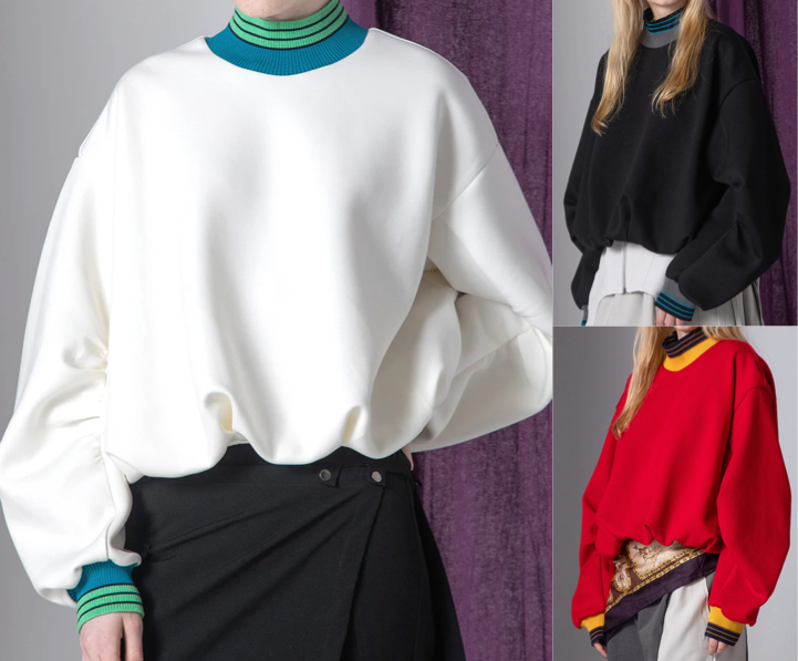 AULA AILA(アウラアイラ)ホワイトのマルチカラーボーダースウェット