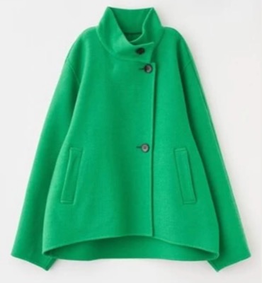LOUNIE（ルーニィ）グリーンのスタンドカラーリバーコート