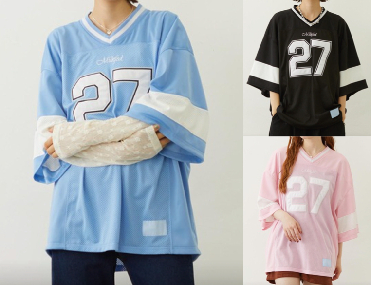 MILKFED.（ミルクフェド）ライトブルーのTシャツ