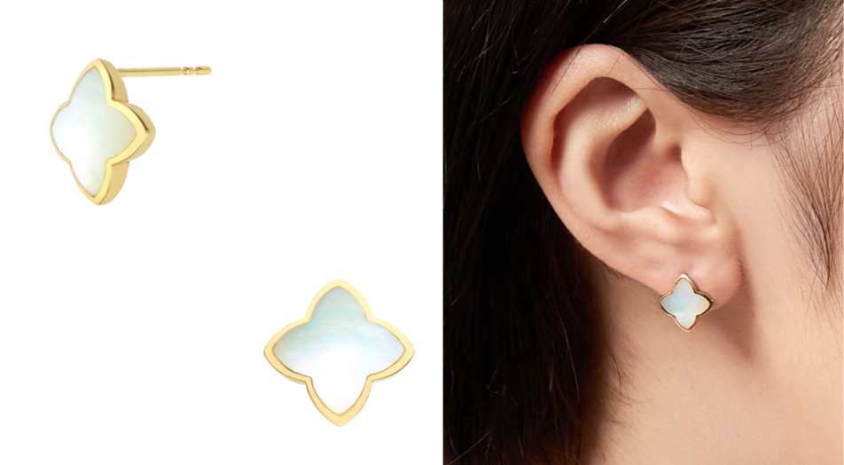 Vendome Aoyama(ヴァンドーム青山)ゴールドxホワイトシェルピアス