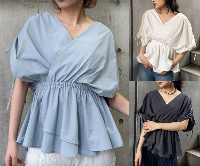 MURUA（ムルーア）ギャザースリーブブラウス