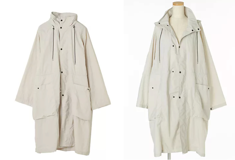 ATONホワイトのナイロンロングコート