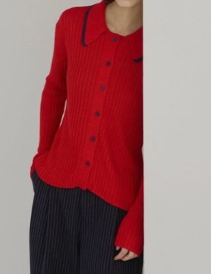 haek(ハク)赤いリブニット