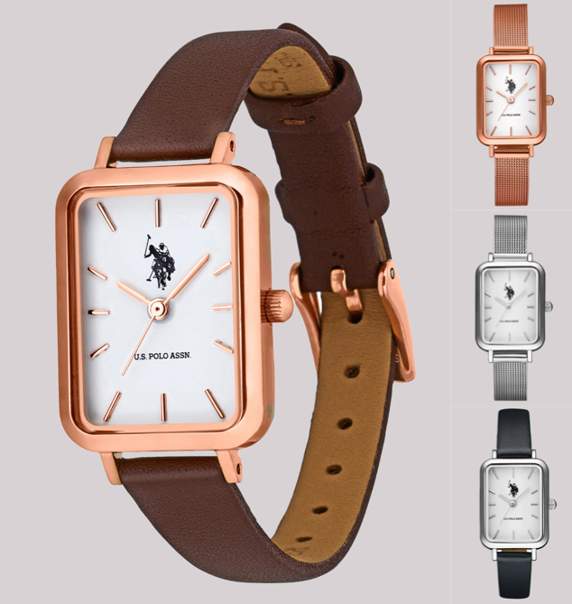 U.S. POLO ASSN.（ユーエスポロアッスン）ゴールドxブラウンの腕時計