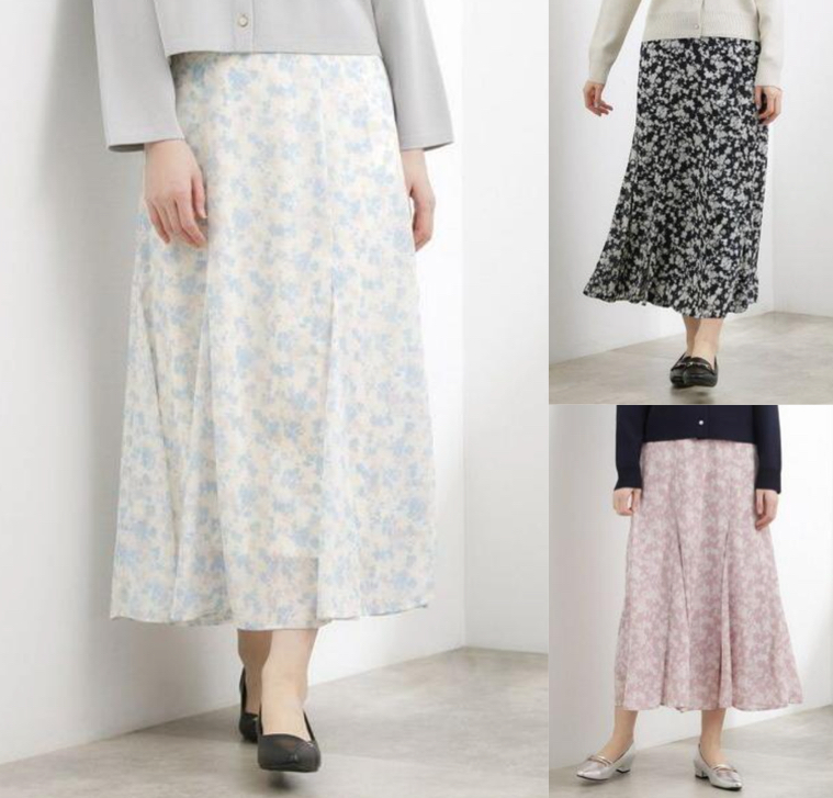 grove（グローブ）ブルー系のフラワープリントスカート