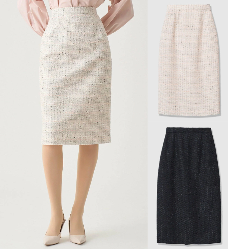 ANAYI（アナイ）ホワイトのツイードタイトスカート