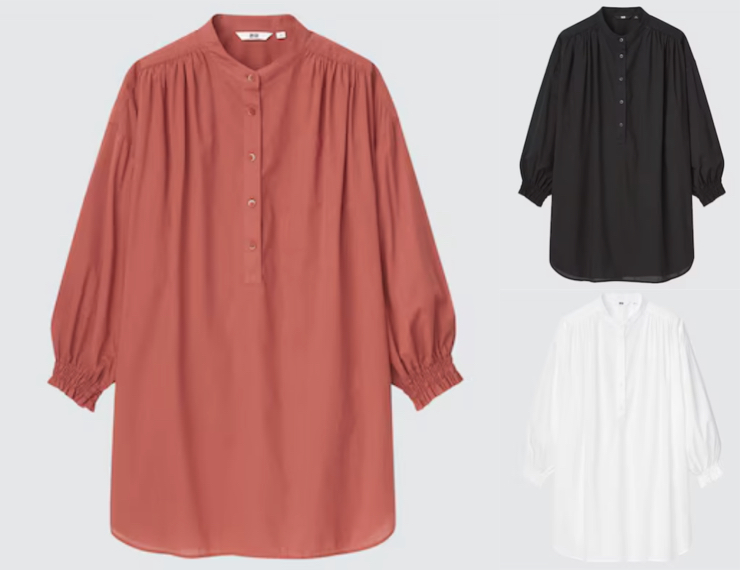 UNIQLO(ユニクロ)オレンジのギャザーブラウス
