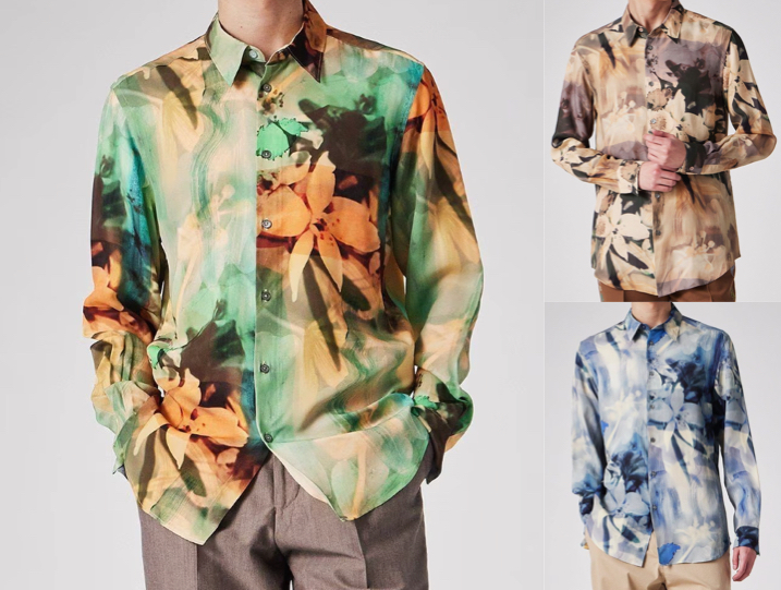 Paul Smith(ポールスミス)グリーンxオレンジの花柄シャツ