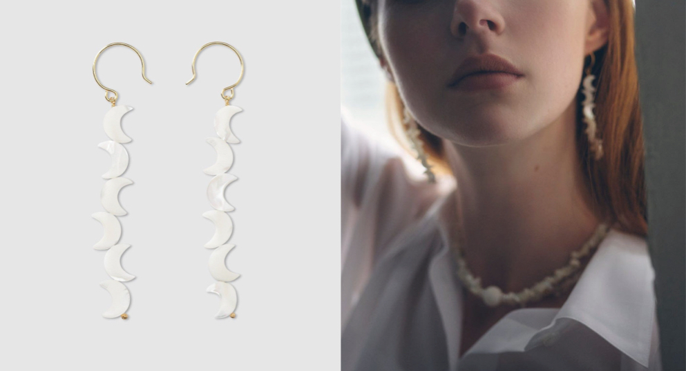 essence of ANAYIホワイトのムーンデザインピアス