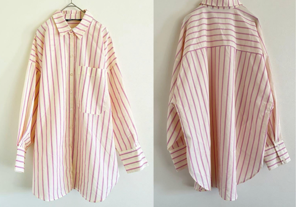 ZARA オレンジのストライプシャツ