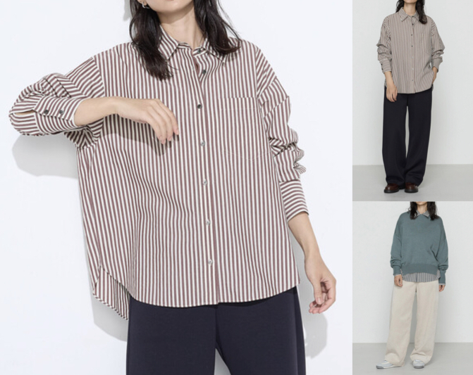 COMME CA Wardrobeブラウンのストライプシャツ