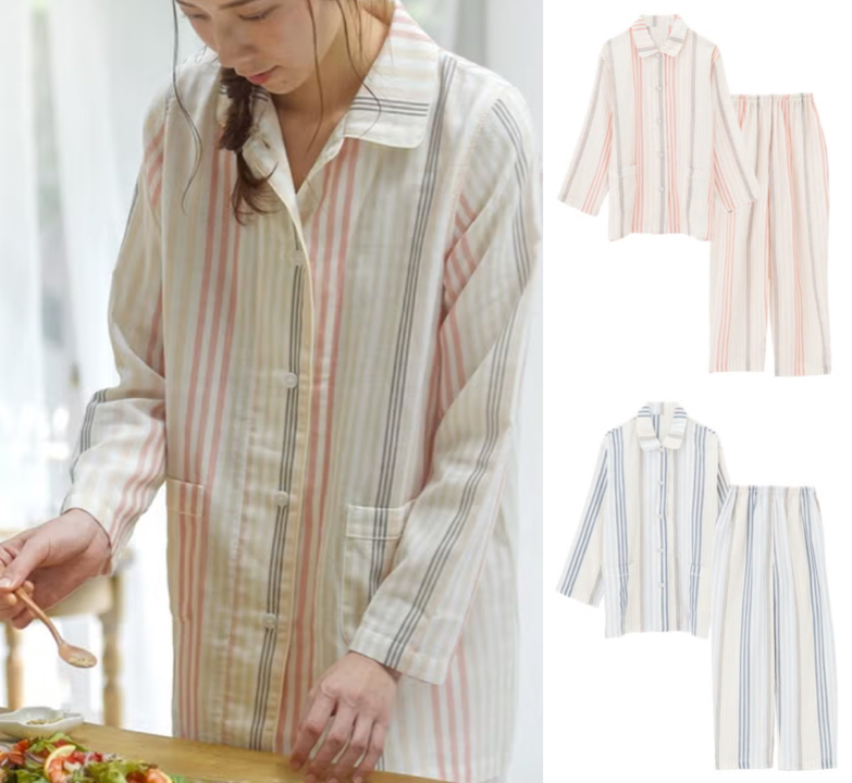 パジャマ屋のIZUMMピンク系のストライプ柄パジャマ