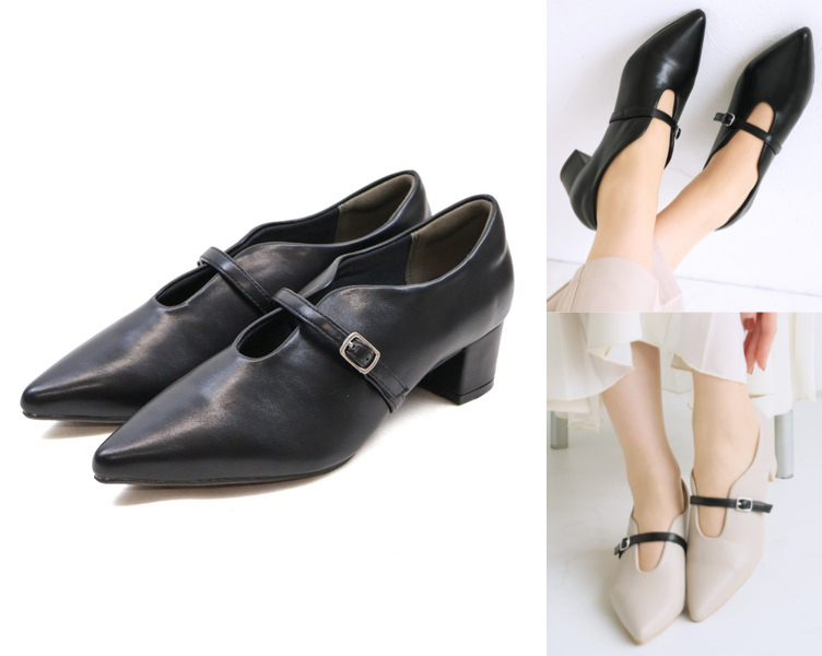 VIVIANブラックのストラップパンプス