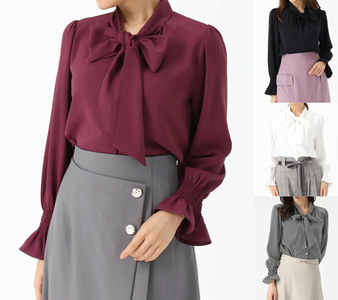 MISCH MASCH（ミッシュマッシュ）ボルドーのシャーリングブラウス