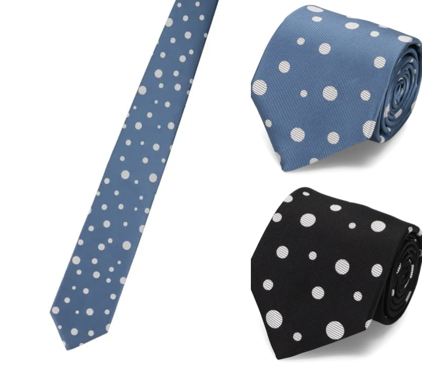 AOKI(青木)ブルーのドット柄ネクタイ
