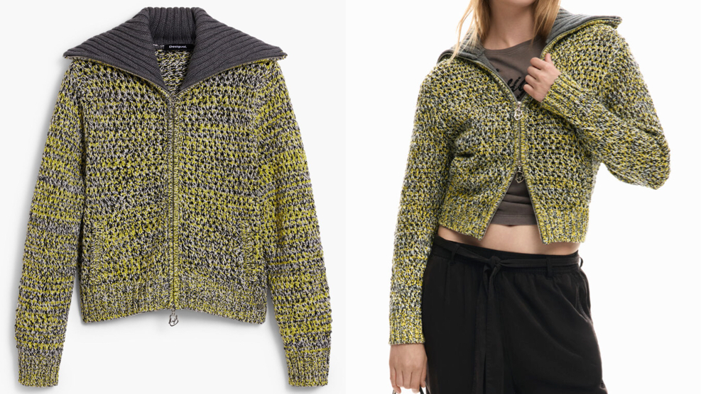 Desigual（デシアグル）イエロー系のジップカーディガン