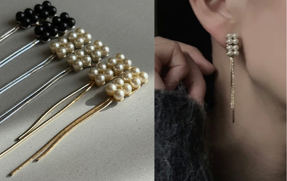 ゴールドxパールのイヤリング