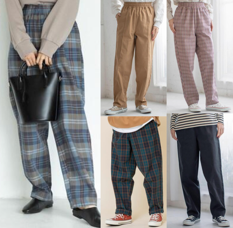 coen（コーエン）ブルーxグレーのチェック柄パンツ