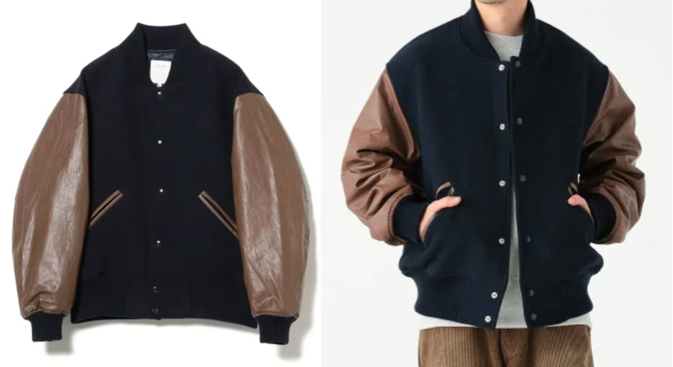 B MING LIFE STORE by BEAMS（ビーミング ライフストア バイ ビームス）ネイビーxブラウンのスタジャン