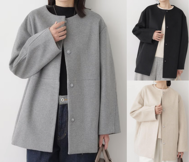 Dessin（デッサン）グレーのクルーネックコート