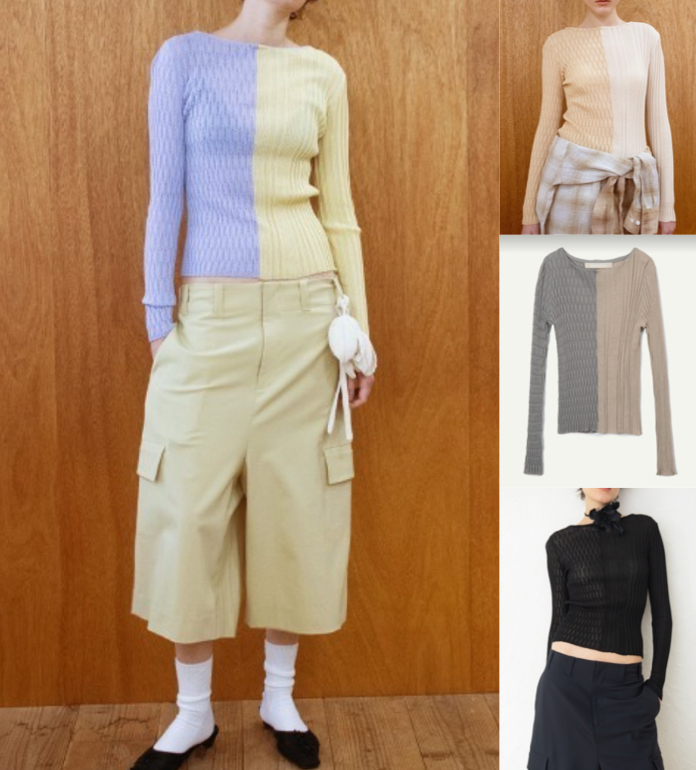 leinwandeブルー×イエローのカットソー