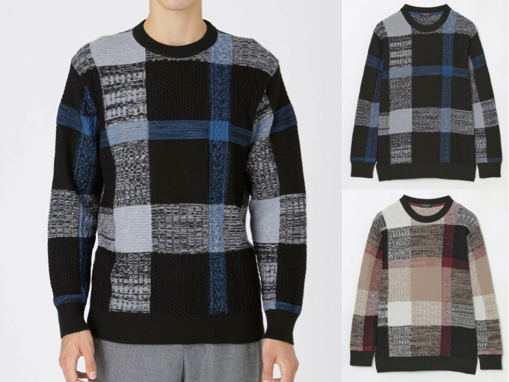 BLACK LABEL CRESTBRIDGE（ブラックレーベル）ブラックxブルーのチェックニット