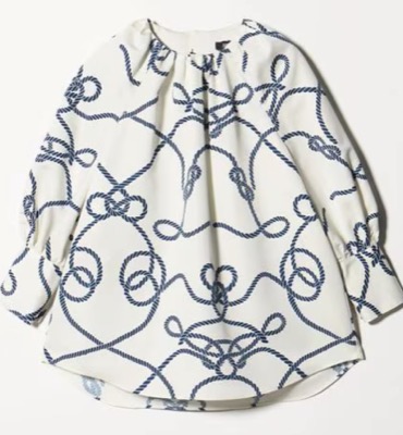 M・fil（エムフィル）ホワイトxネイビーのロープデザインブラウス