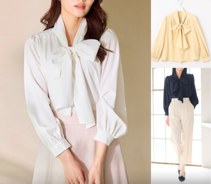 Feroux (フェルゥ)ホワイトのボウタイブラウス