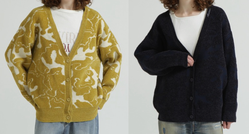 AVIREX（アヴィレックス）イエローのカモフラ柄カーディガン